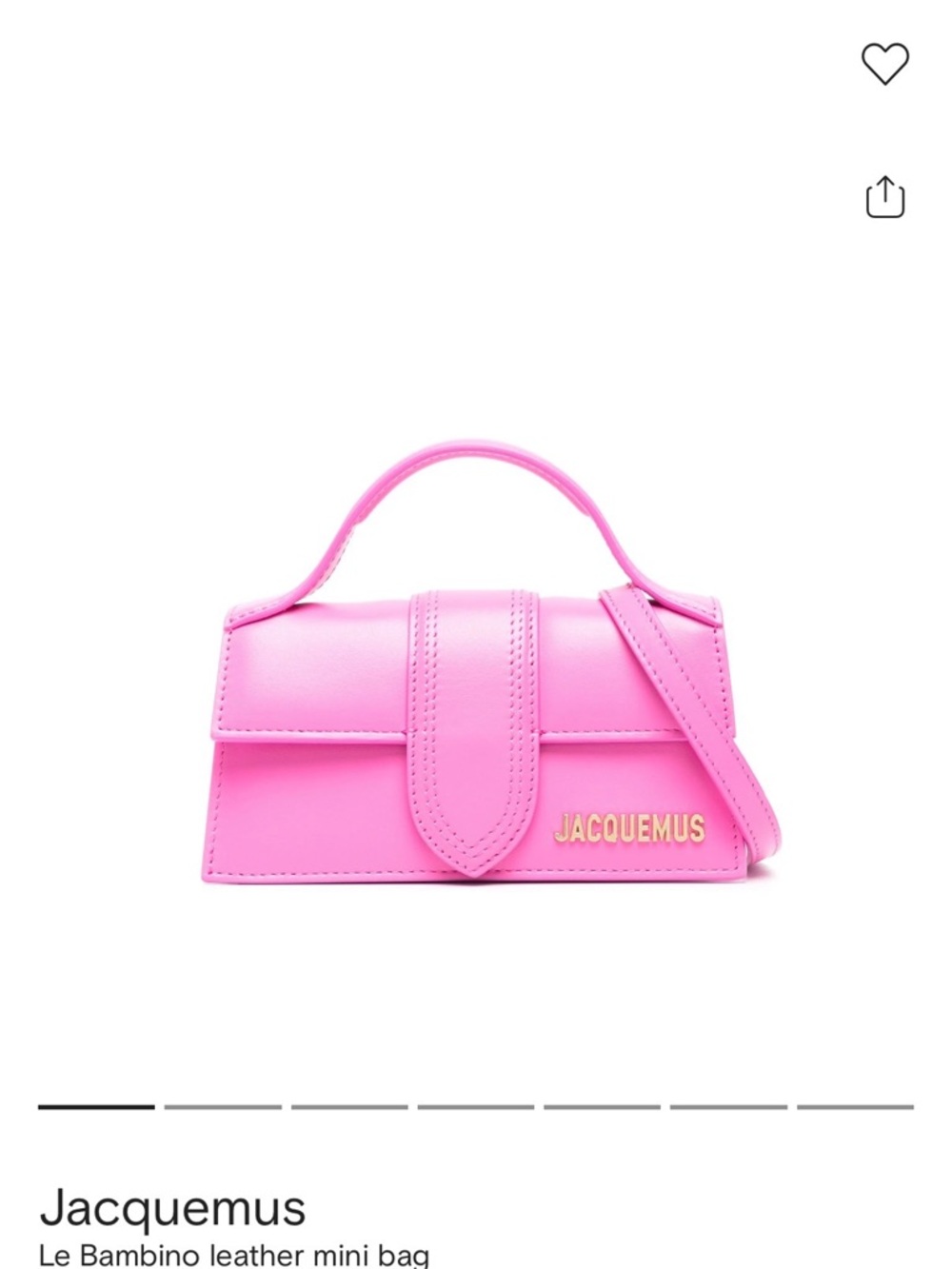 Jacquemus pink Le Bambino mini top-handle bag with gold logo